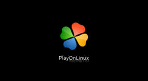 PlayOnLinux 標誌，在黑色背景上有四個彩色葉片形狀。