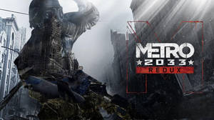 廢墟城市中的巨型裝甲人物與 Metro 2033 Redux 標誌。