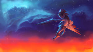 有翼生物在色彩繽紛的宇宙天空中飛翔，伴有星星和星雲。