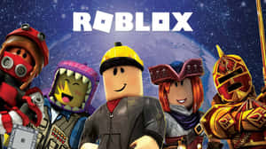 五個 Roblox 角色穿著獨特服裝，在星空太空背景前擺姿勢。