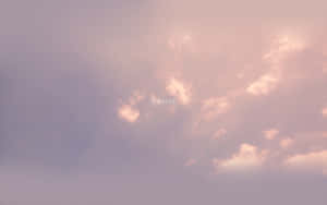 粉紅色和薰衣草色雲朵，forever 這個詞漂浮在天空中。