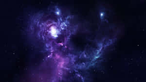 在深空中發光的充滿活力的紫色和藍色星雲，散落著星星。 — 淺紫色動態圖片 壁紙