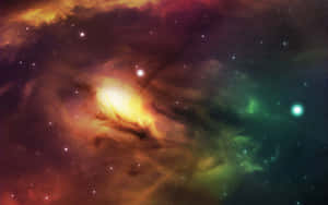 在深空中帶有發光氣體雲和散落星星的彩色星雲。