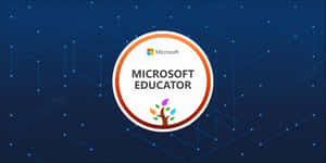 數位網格背景上的 Microsoft Educator 標誌