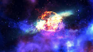 在色彩繽紛的星雲中發生的宇宙爆炸，有星星和旋轉的氣體。