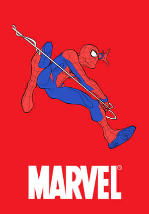 蜘蛛俠在紅色背景上擺盪，帶有Marvel標誌 — IQOO Pad5 壁紙