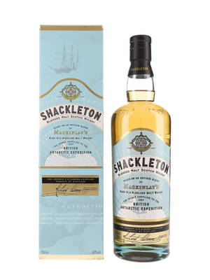 Shackleton威士忌瓶和盒，以南極探險為主題。