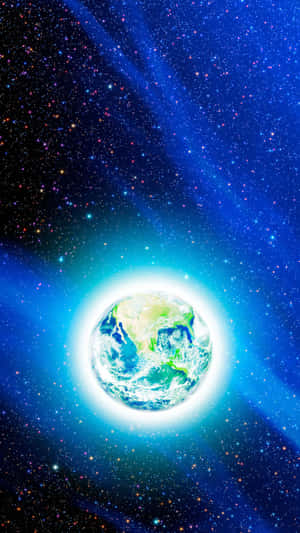 地球在星光璀璨的宇宙中散發光芒