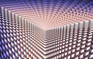 抽象3D圖案，立方體逐漸消失於一點，帶有紫色和米色漸變。