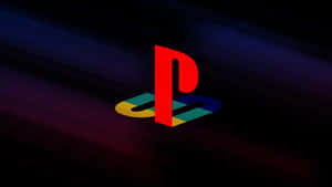PlayStation標誌在帶有藍色和紫色光條的深色漸變背景上發光。 — PlayStation GIF 壁紙