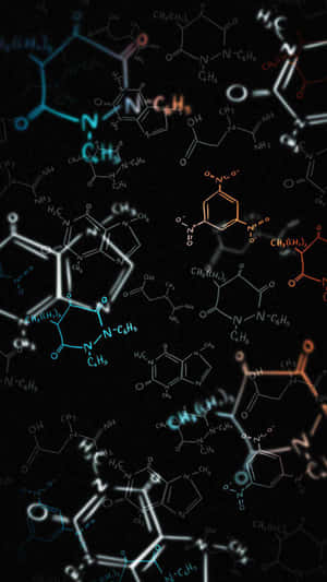 黑暗背景上的抽象發光分子式