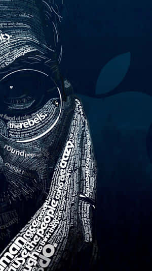一個由文字短語在深藍色背景上構成的臉。
