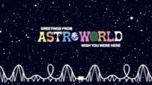 在星空下發光的過山車，帶有AstroWorld標誌。