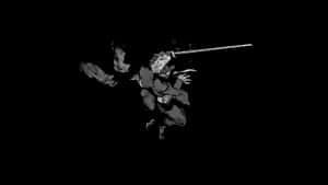 動漫戰士在半空中揮劍，背景為黑色 — 可愛動漫頭像gif 壁紙