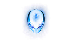 白色背景上發光藍色外星人頭部有大眼睛