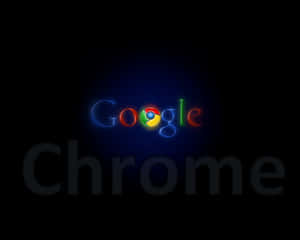 Google Chrome 標誌在深色背景上以彩色字母發光。