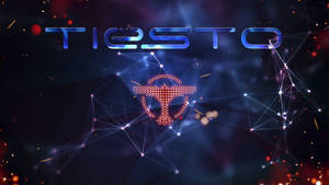 Tiësto 標誌的數位藝術，帶有雞尾酒杯圖標和發光的網絡線條。