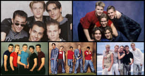 Backstreet Boys 在早期職業生涯的團體照片中擺姿勢。