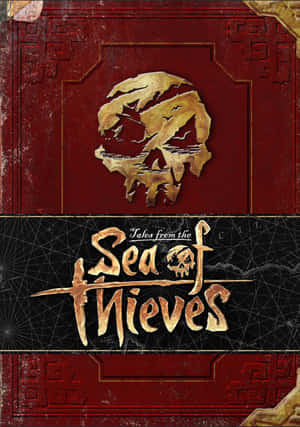 《Tales from the Sea of Thieves》的封面藝術，紅色書設計上有一個金色骷髏。