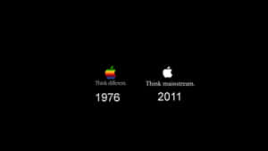 兩個帶有標語和年份1976及2011的Apple標誌，位於黑色背景上。