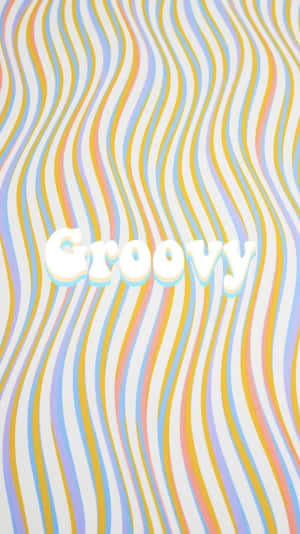 波浪形粉彩條紋，帶有 3D 文字 Groovy。
