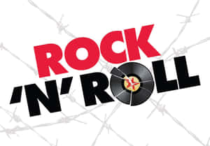 Rock 'n' Roll 文字搭配破裂唱片和鐵絲網設計。