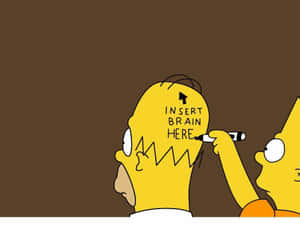 巴特用馬克筆在荷馬的頭上畫上「INSERT BRAIN HERE」。