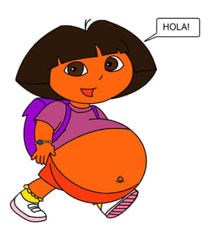 Dora the Explorer 卡通角色微笑揮手並帶有「HOLA！」對話氣泡。