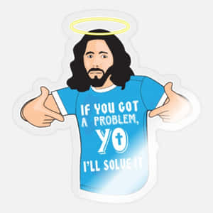 卡通天使指著一件寫著 if you got a problem yo i'll solve it 的T恤。