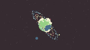 像素化地球與彩色粒子軌跡在星空中。 — 像素 壁紙