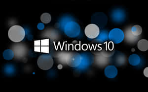 帶有藍色和灰色散景背景的 Windows 10 標誌