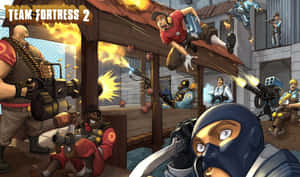 《Team Fortress 2》角色在戰鬥中開火並發生爆炸。 — 團隊要塞2 壁紙