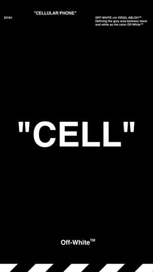 黑色背景上帶有大型白色文字 CELL 和 Off-White 品牌標誌。