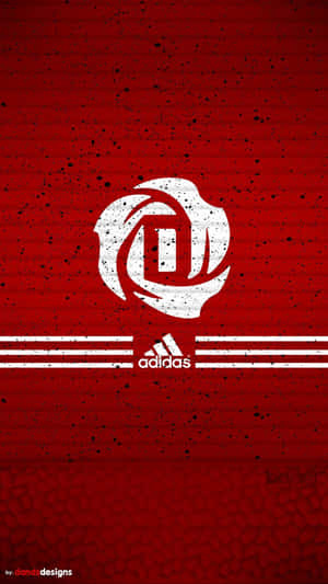 白色玫瑰和adidas標誌在紋理紅色背景上