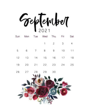 2021年9月日曆，底部有水彩花卉 — Motorola Razr Ultra 2025 壁紙