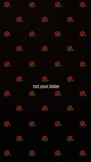 黑色背景上的像素化紅玫瑰，帶有文字 not your babe