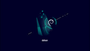 在深色背景上帶有發光青色元素的 Debian 標誌 — 極簡美學 壁紙