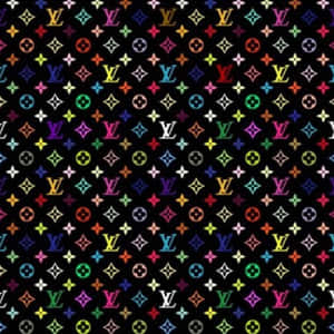 黑色背景上的彩色 Louis Vuitton 字母圖案