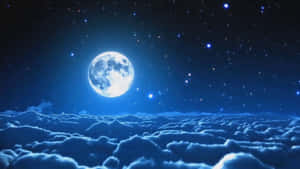 滿月在星空下照耀雲海 — 夜空 壁紙