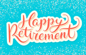 Happy Retirement 賀卡，在藍綠色紙屑背景上帶有珊瑚色字體。