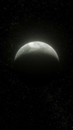 一顆行星在黑暗的宇宙中柔和地發光，周圍環繞著星星。