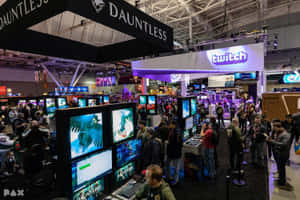 遊戲展覽，玩家在Dauntless和Twitch展位前。 — 遊戲 壁紙