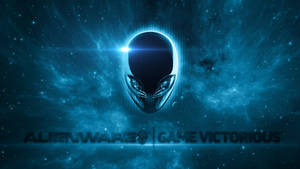Alienware標誌，外星人頭部在太空星雲中發光