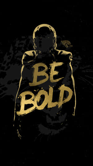 大膽的金色文字「BE BOLD」在深色足球員剪影上。