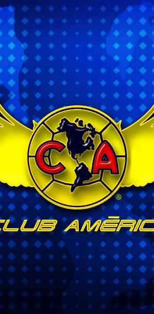 藍色菱形背景上帶有翅膀的 Club America 足球隊標誌。