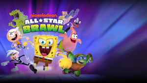 Nickelodeon All-Star Brawl  featuring 海綿寶寶和其他動畫角色在行動中。