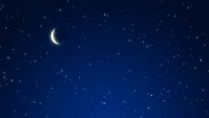 深藍色夜空中的新月和星星