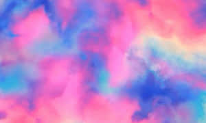 夢幻抽象圖案中柔和的粉紅色和藍色水彩漩渦。