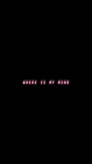 粉紅色發光文字在黑色背景上提問「Where is my mind」。