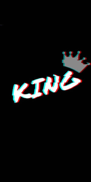 故障效果文字，黑色背景上顯示KING，上方有皇冠。